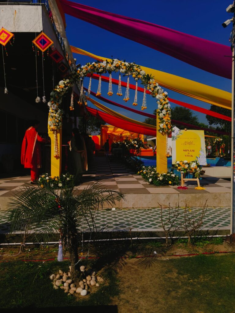 entry for pool side haldi